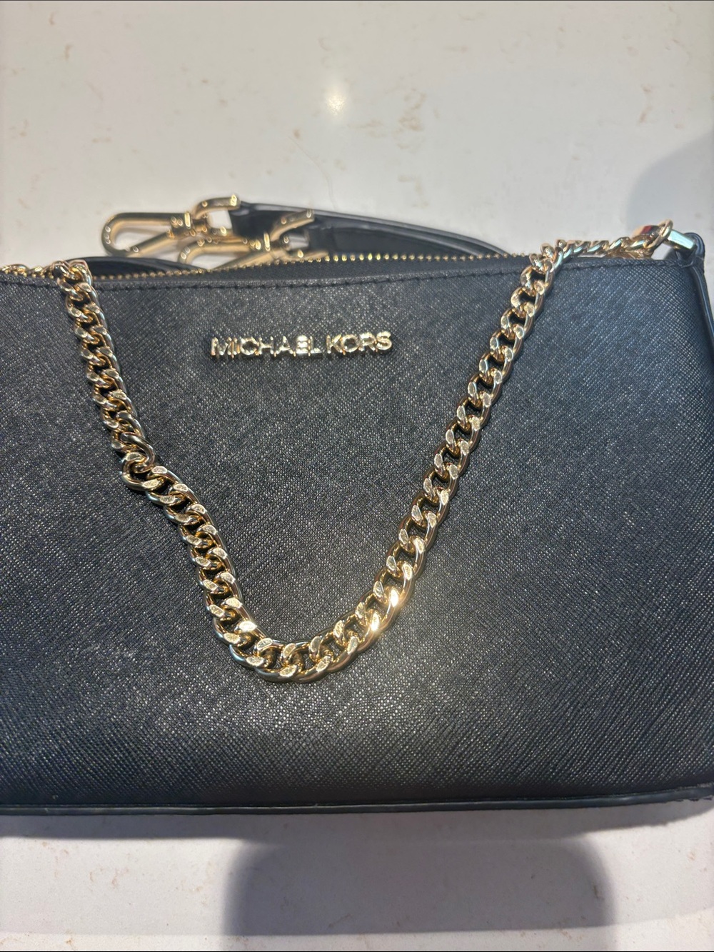 MICHAEL KORS 100% Leather Bag, Black w/ Gold Accents - Picture 10 of 10